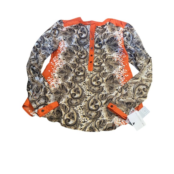 Liz Claiborne Tops - Liz Claiborne Orange Paisley Print Long Sleeve Button Up Blouse Top‎ S